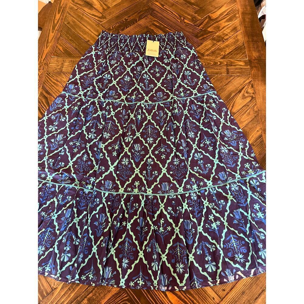 Lilbelle Peasant Cottage Core Tiered Maxi Skirt Women XL Floral Boho Western